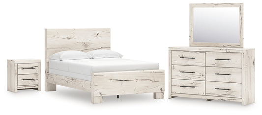 Lawroy Full Panel Bed with Mirrored Dresser and Nightstand