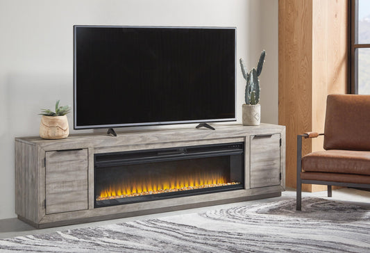 Mueble de TV Naydell de 92" con chimenea eléctrica