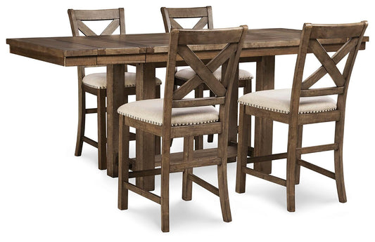 Mesa de comedor de altura de mostrador y 4 taburetes de bar Moriville