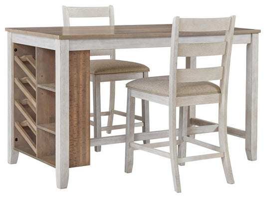 Mesa de comedor de altura de mostrador y 2 taburetes de bar Skempton