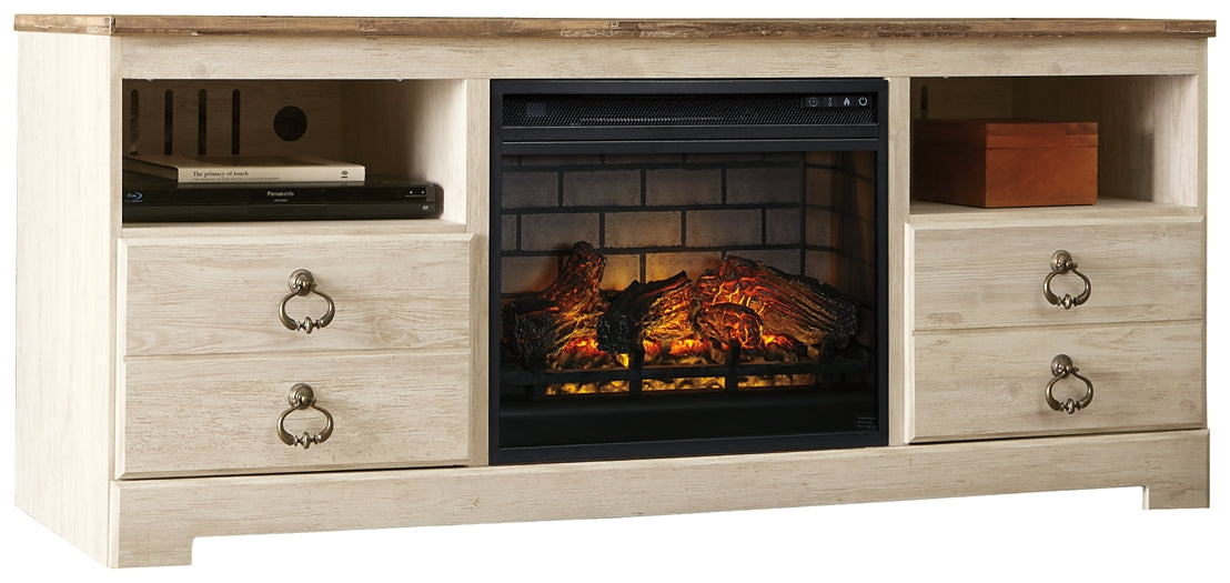 Mueble de TV Willowton de 64" con chimenea eléctrica
