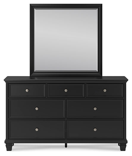 Lanolee Full Panel Bed with Mirrored Dresser