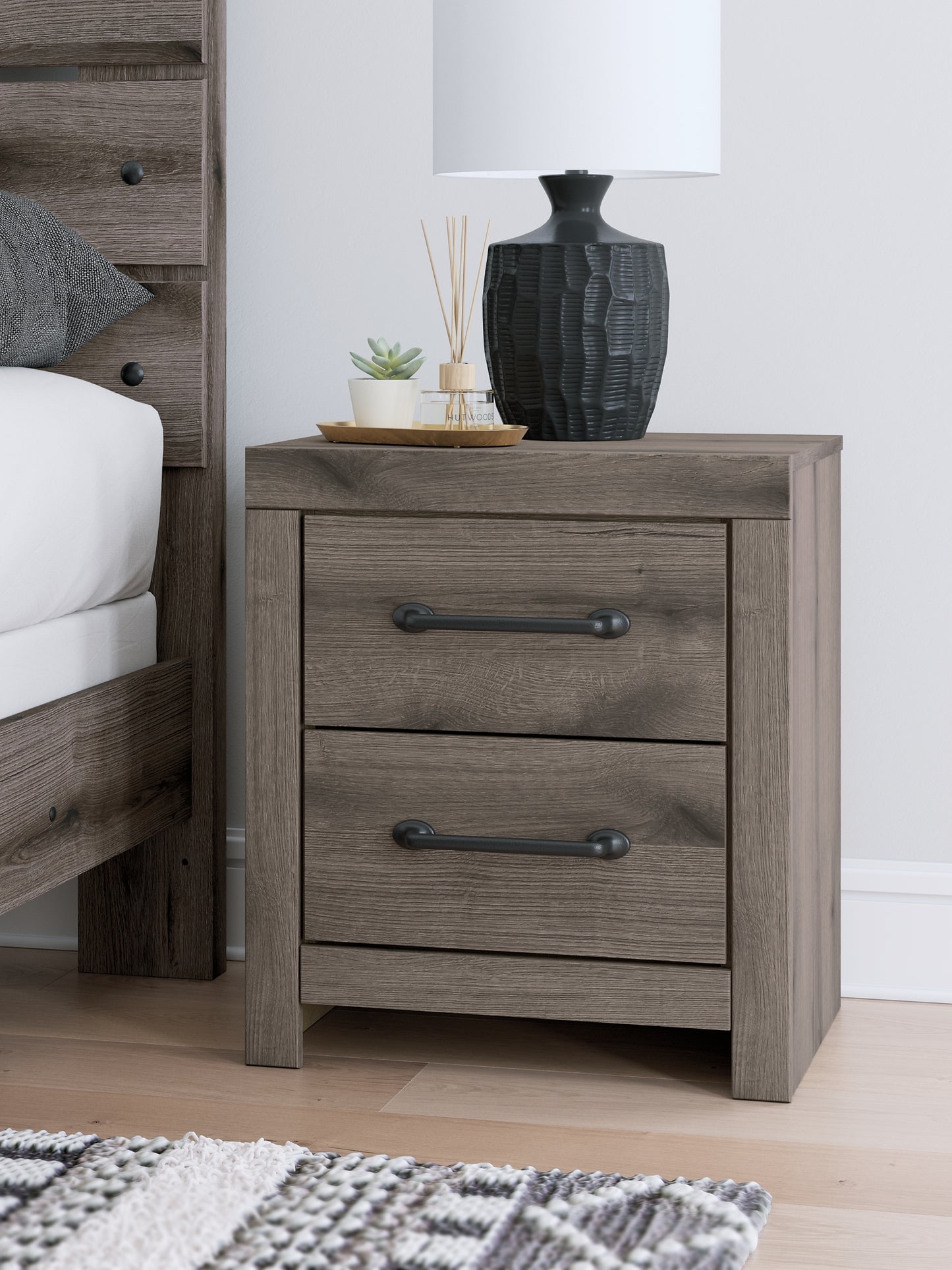 Graystorm King Panel Bed with Mirrored Dresser