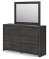 Hollivern Full Panel Bed with Storage with Mirrored Dresser and Nightstand