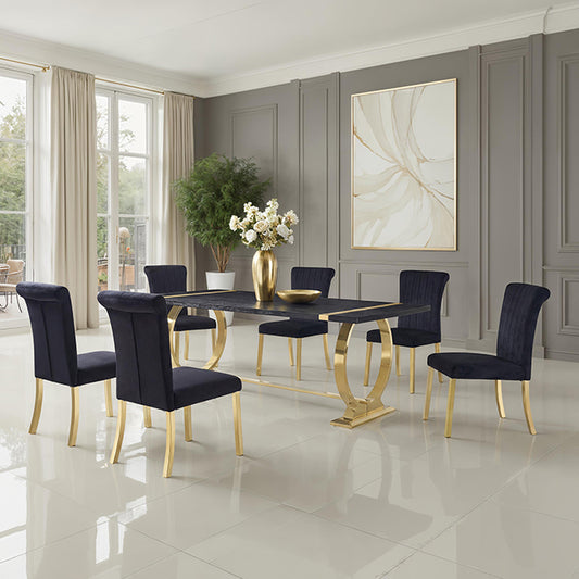 Horley - 80" Dining Table, Gold Frame