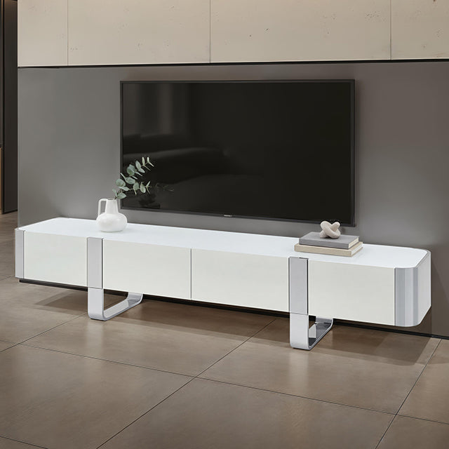 Larvik - TV Stand White w/ Silver Frame