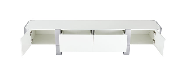 Larvik - TV Stand White w/ Silver Frame