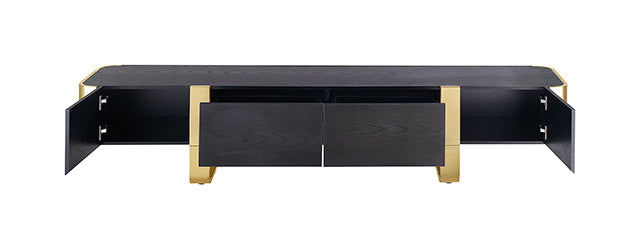 Leknes - TV Stand Black w/ Gold Frame