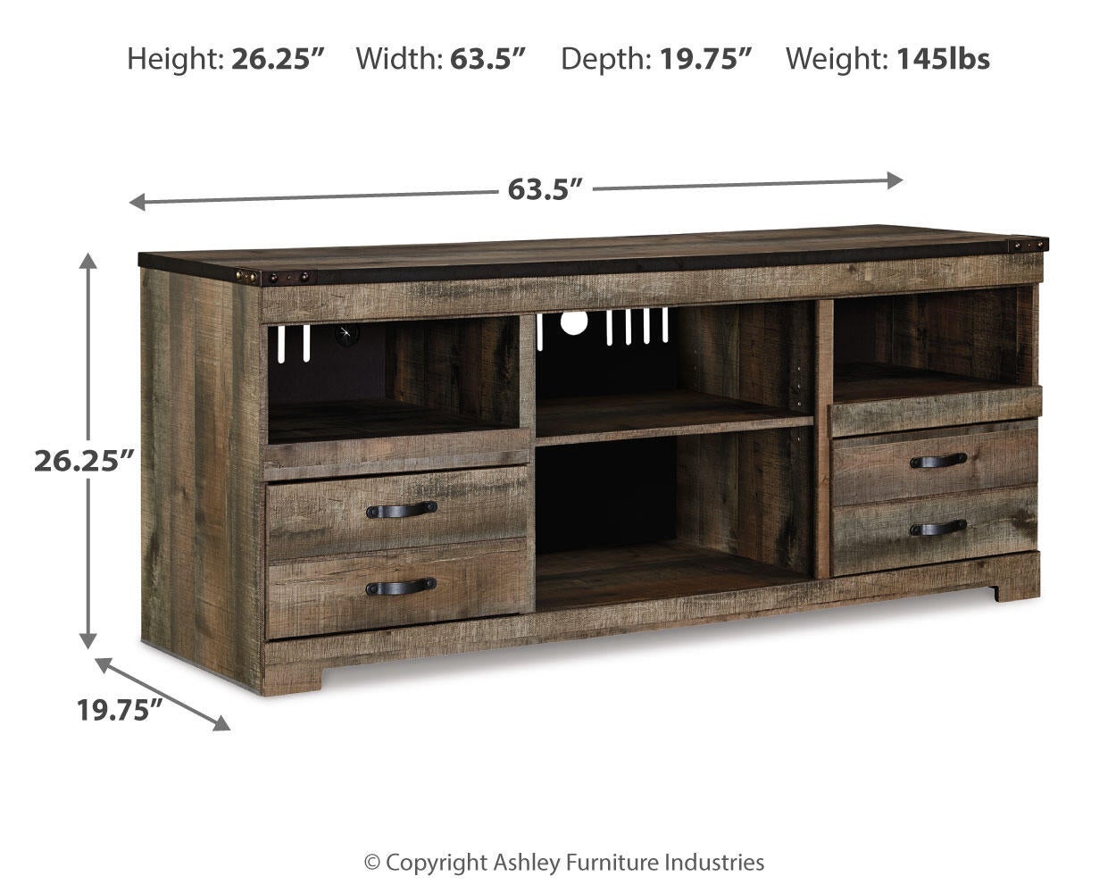Mueble de TV LG Trinell con opción de chimenea