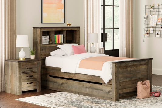 Cama con estantería doble Trinell y 1 cajón de almacenamiento grande