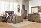 Cama con estantería doble Trinell y 1 cajón de almacenamiento grande