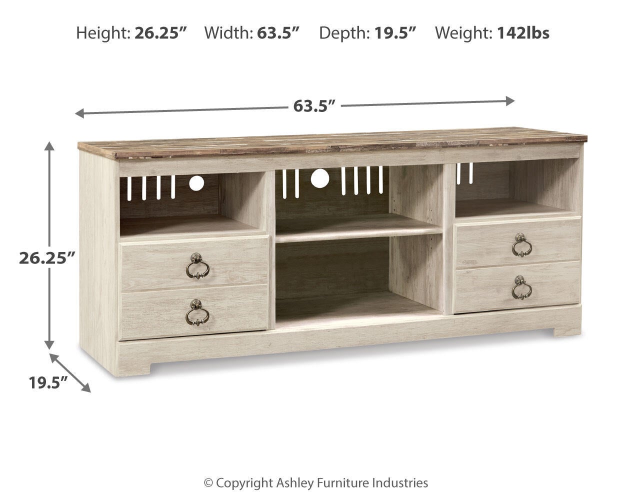 Mueble de TV LG Willowton con opción de chimenea