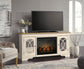 Mueble de TV Realyn de 74" con chimenea eléctrica