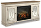 Mueble de TV Realyn de 74" con chimenea eléctrica