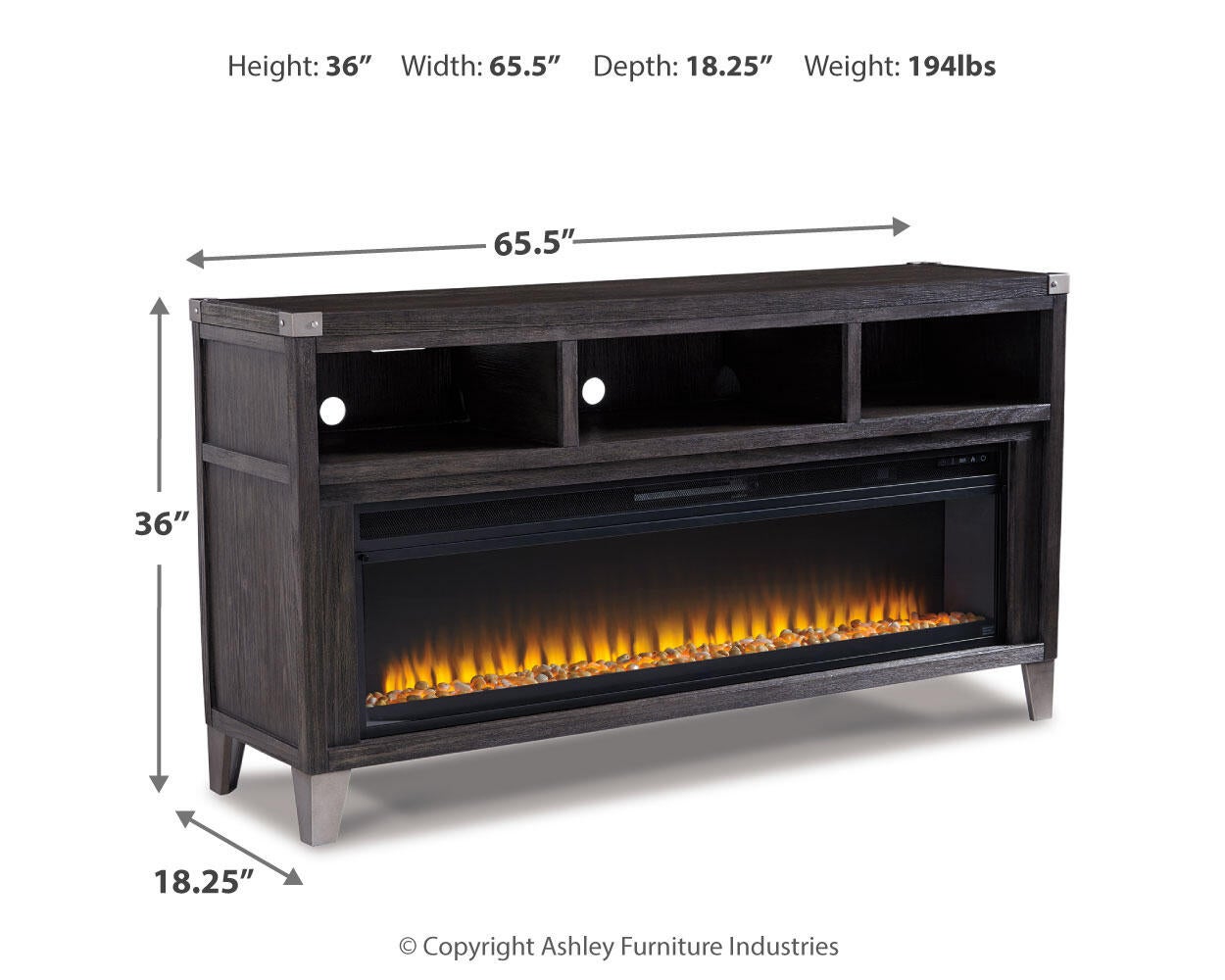 Mueble de TV Todoe de 65" con chimenea eléctrica
