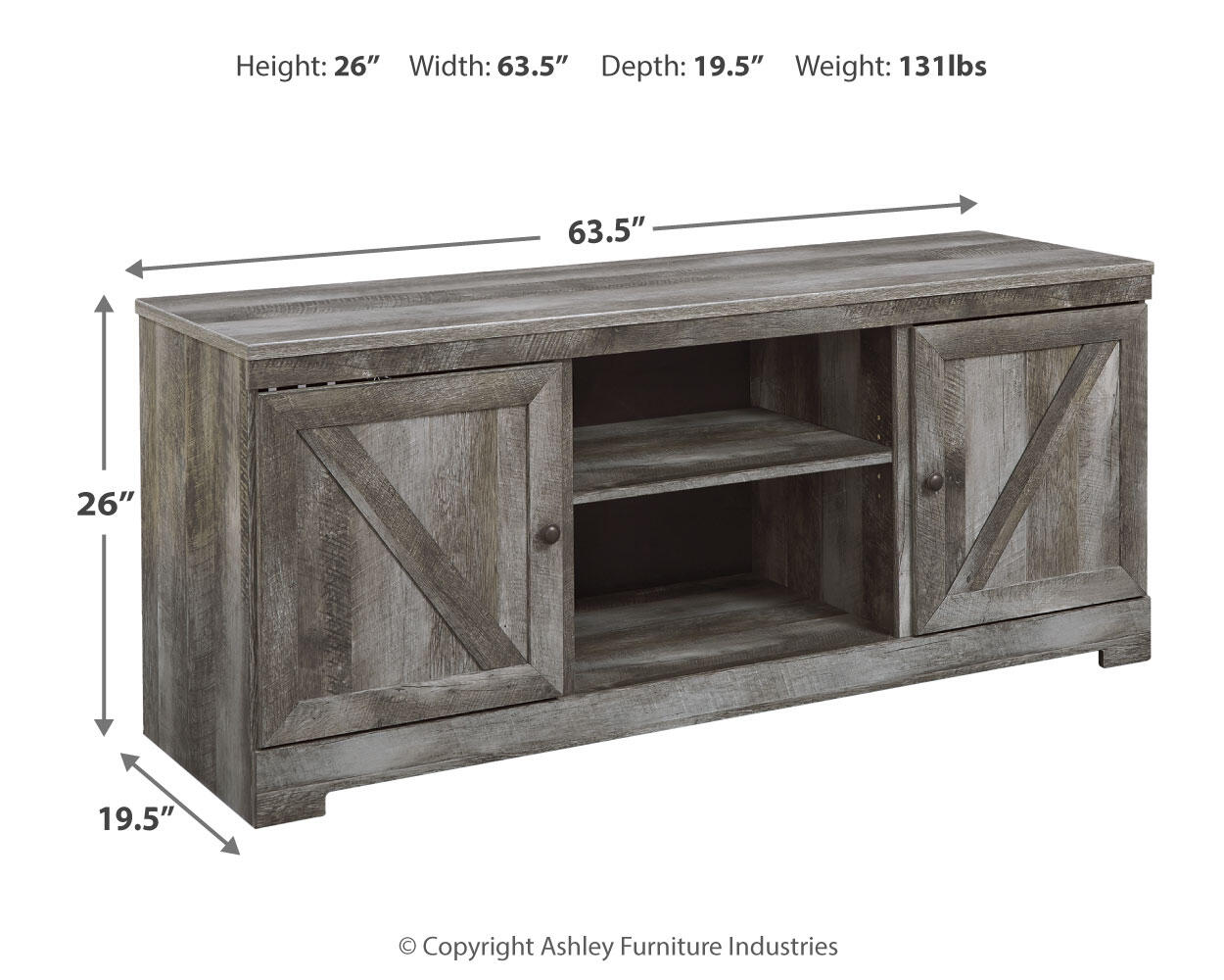 Mueble de TV LG Wynnlow con opción de chimenea
