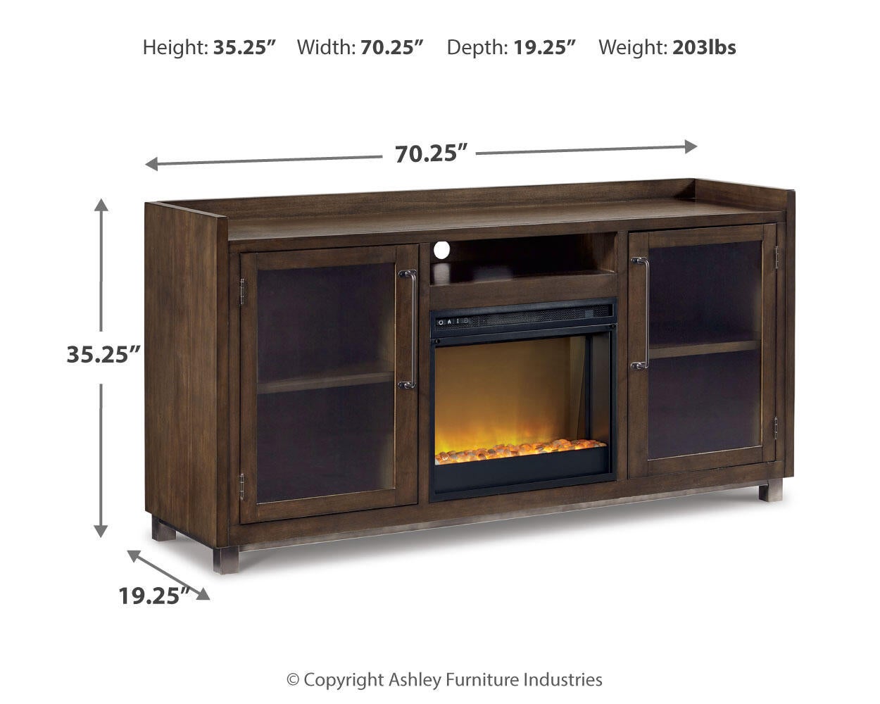 Mueble de TV Starmore de 70" con chimenea eléctrica