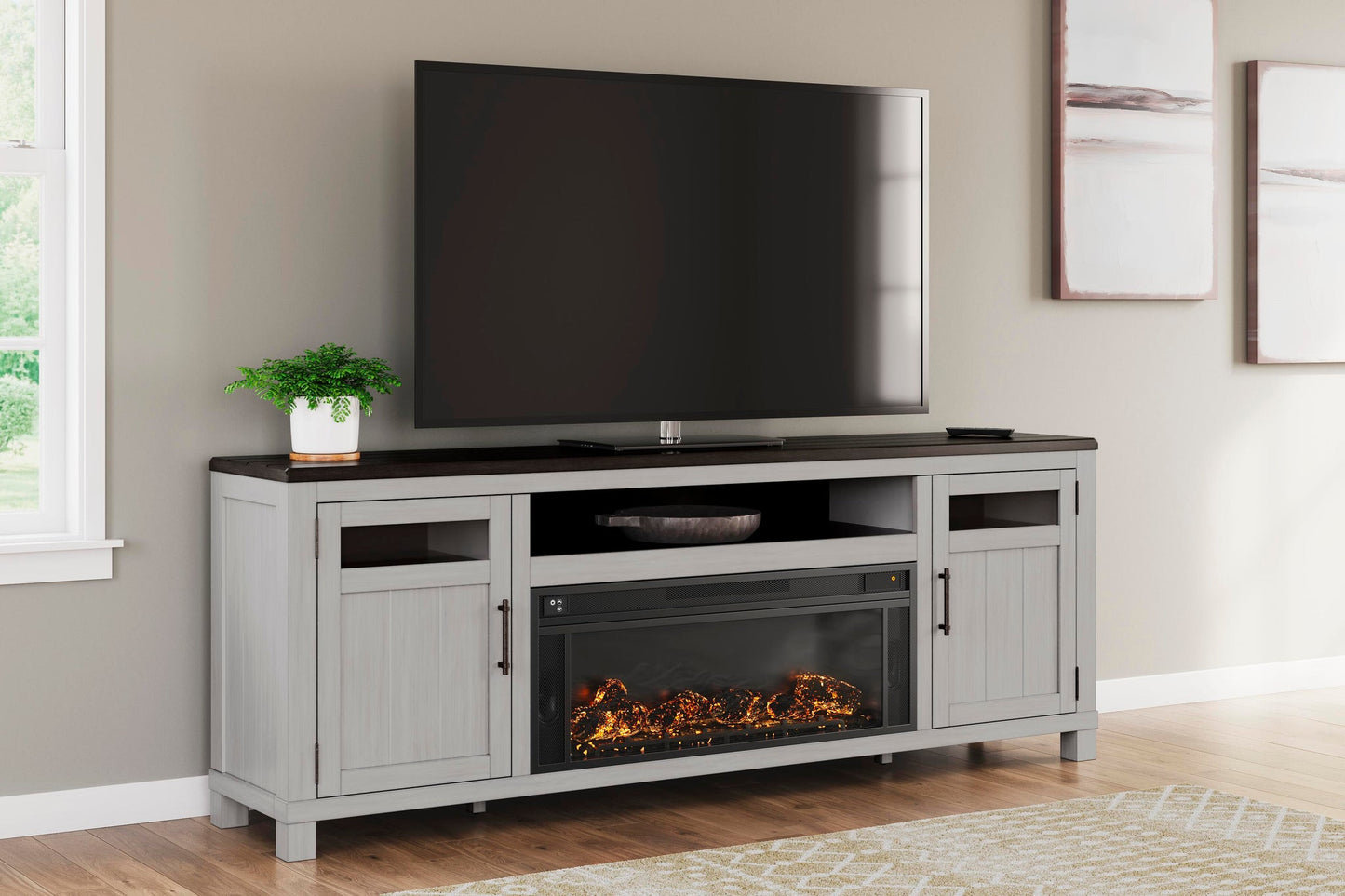 Mueble de TV Darborn de 88" con chimenea eléctrica