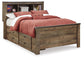 Cama con estantería completa Trinell y almacenamiento en dos lados