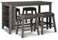 Mesa de comedor de altura de mostrador y 4 taburetes de bar Caitbrook