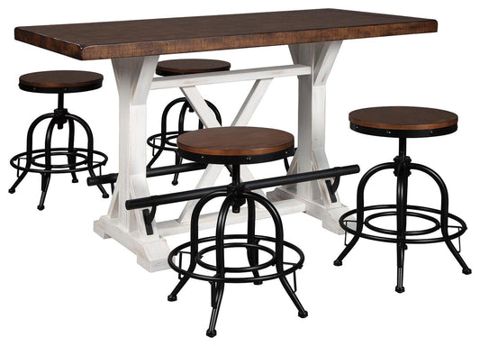 Mesa de comedor de altura de mostrador y 4 taburetes de bar Valebeck