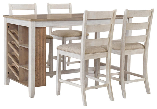 Mesa de comedor de altura de mostrador y 4 taburetes de bar Skempton