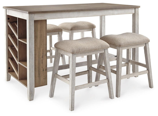 Mesa de comedor de altura de mostrador y 4 taburetes de bar Skempton