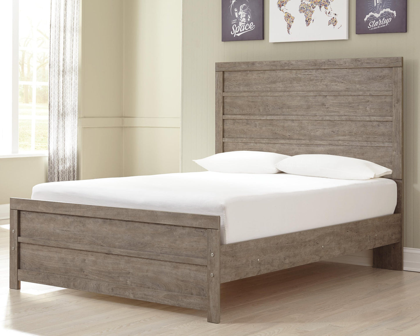 Cama de dos plazas Culverbach con tocador con espejo