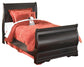 Cama de matrimonio estilo trineo con tocador con espejo Huey Vineyard