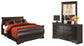 Cama Queen tipo trineo con tocador con espejo Huey Vineyard