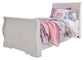 Cama Anarasia Twin con dosel, tocador con espejo, arcón y mesita de noche