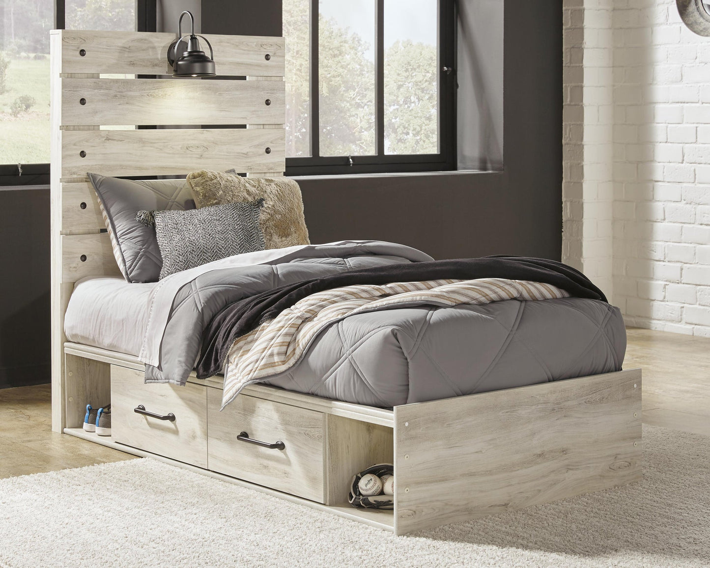 Cama doble Cambeck con 4 cajones de almacenamiento y tocador con espejo