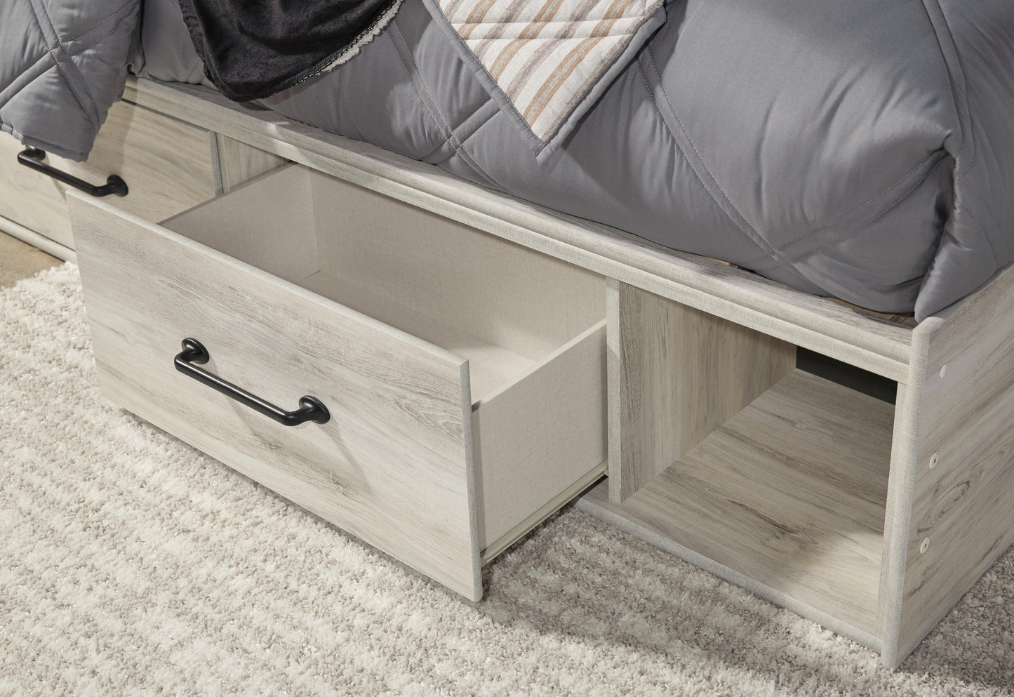 Cama doble Cambeck con 4 cajones de almacenamiento y tocador con espejo