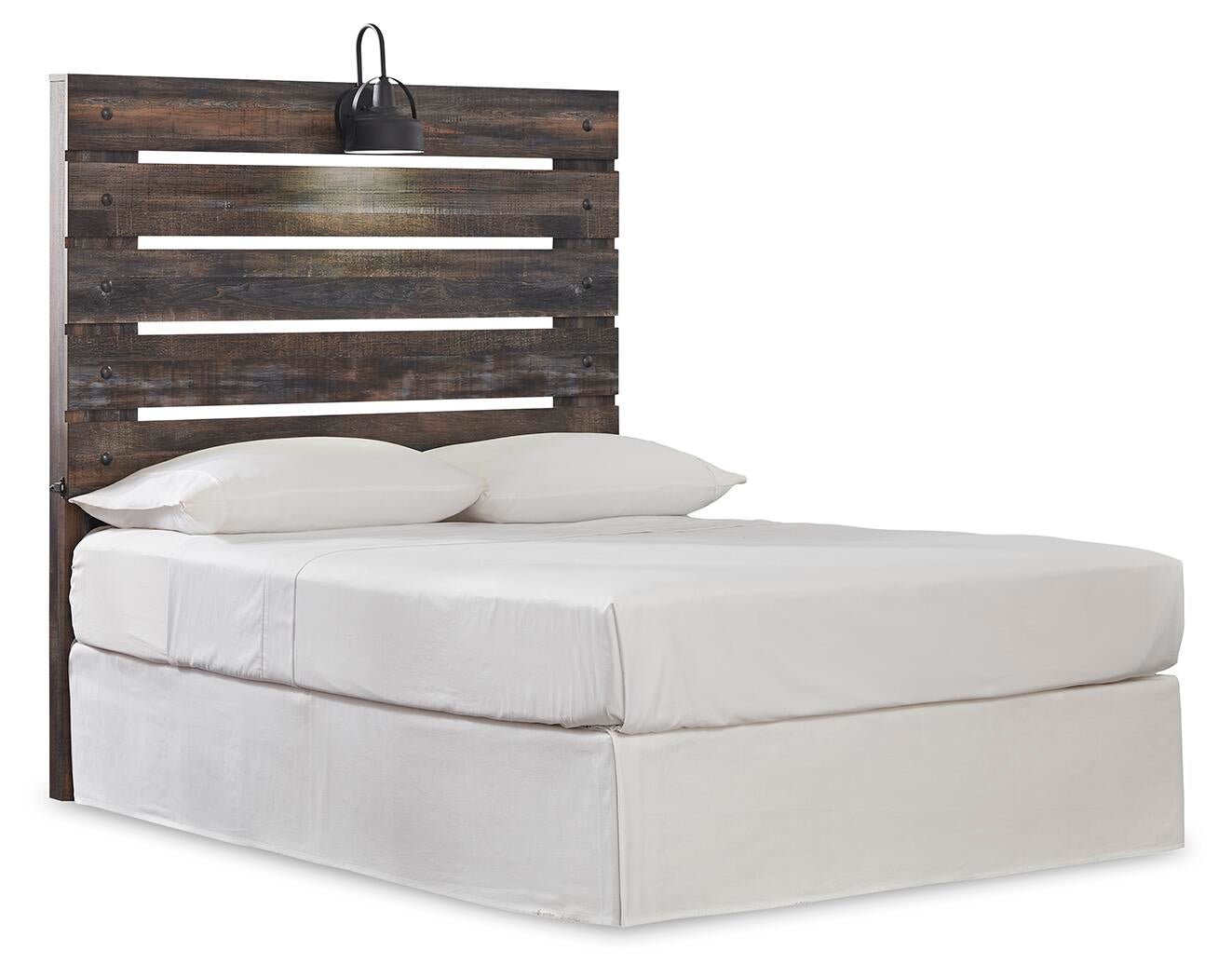 Cabecero de cama Drystan de panel completo con tocador con espejo, cómoda y mesita de noche