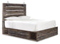 Cama Queen Drystan con 4 cajones de almacenamiento, tocador con espejo, cómoda y mesita de noche