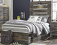 Cama doble con paneles y tocador con espejo Drystan