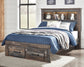 Cama con estantería completa Drystan con 2 cajones de almacenamiento, tocador con espejo, cómoda y mesita de noche