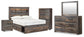 Cama con estantería completa Drystan con 2 cajones de almacenamiento, tocador con espejo, cómoda y mesita de noche