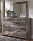Cabecero de cama con dos paneles y tocador con espejo Derekson