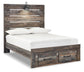 Cama de dos plazas Drystan con dos cajones de almacenamiento y tocador con espejo