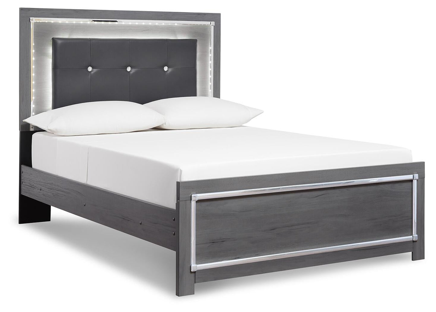 Cama Queen Lodanna con paneles y tocador con espejo