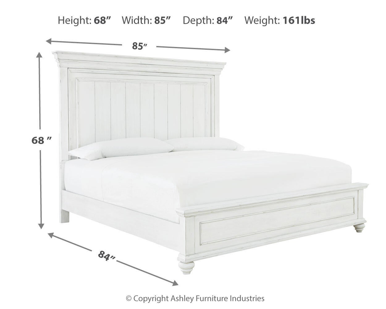 Cama tamaño queen con paneles y tocador con espejo Kanwyn