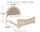 Cama King con paneles tapizados y tocador con espejo Realyn