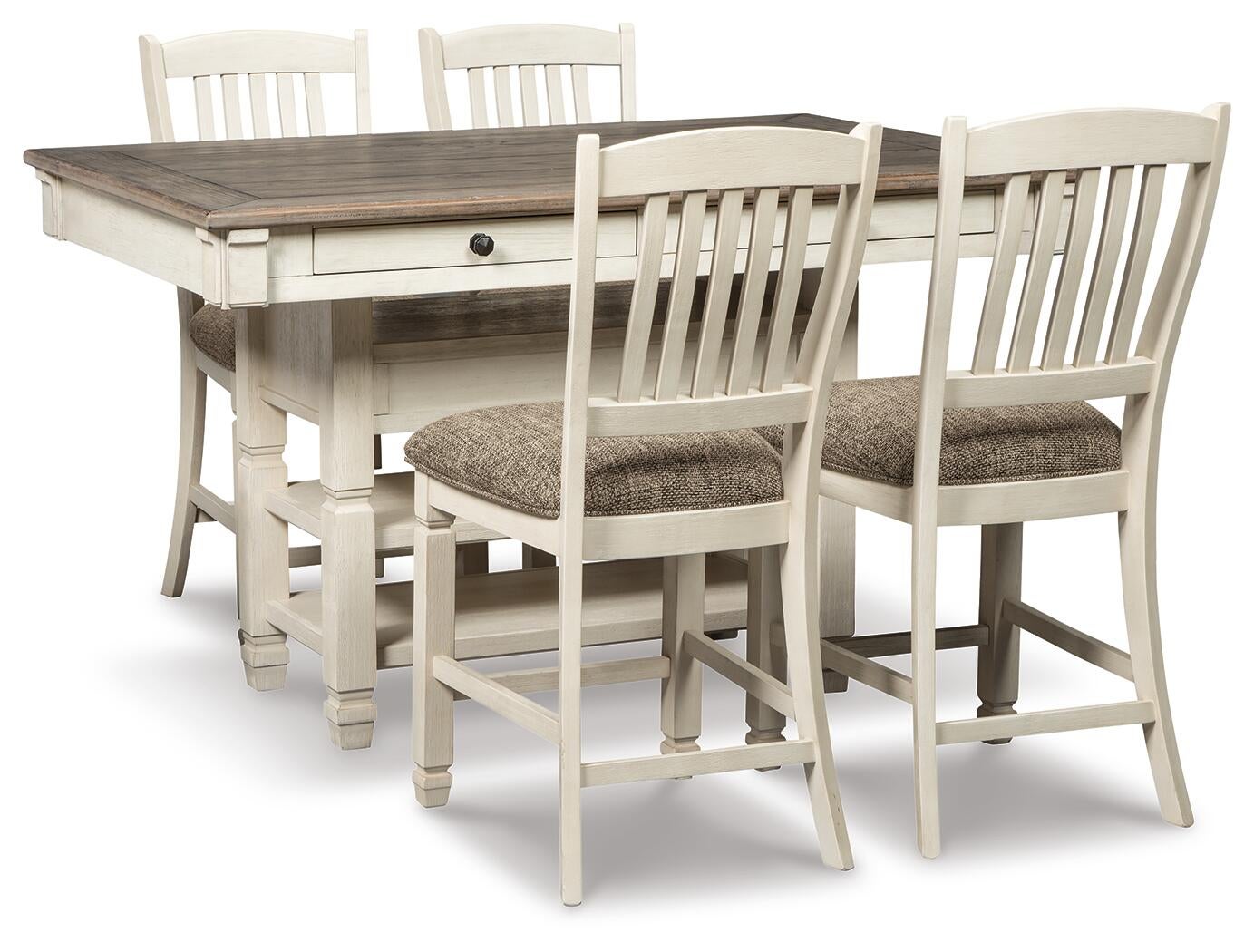 Mesa de comedor de altura de mostrador y 4 taburetes de bar de Bolanburg