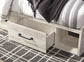 Cama King con dos cajones de almacenamiento, tocador con espejo, cómoda y mesita de noche Cambeck
