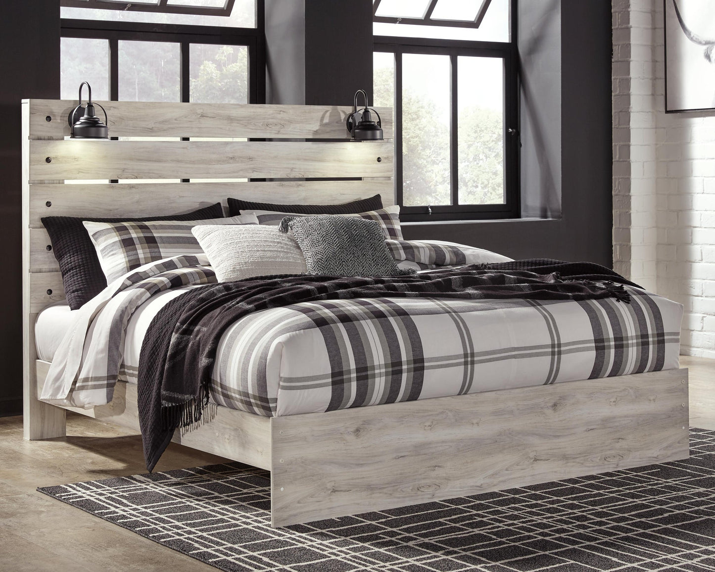 Cama King con paneles Cambeck y tocador con espejo