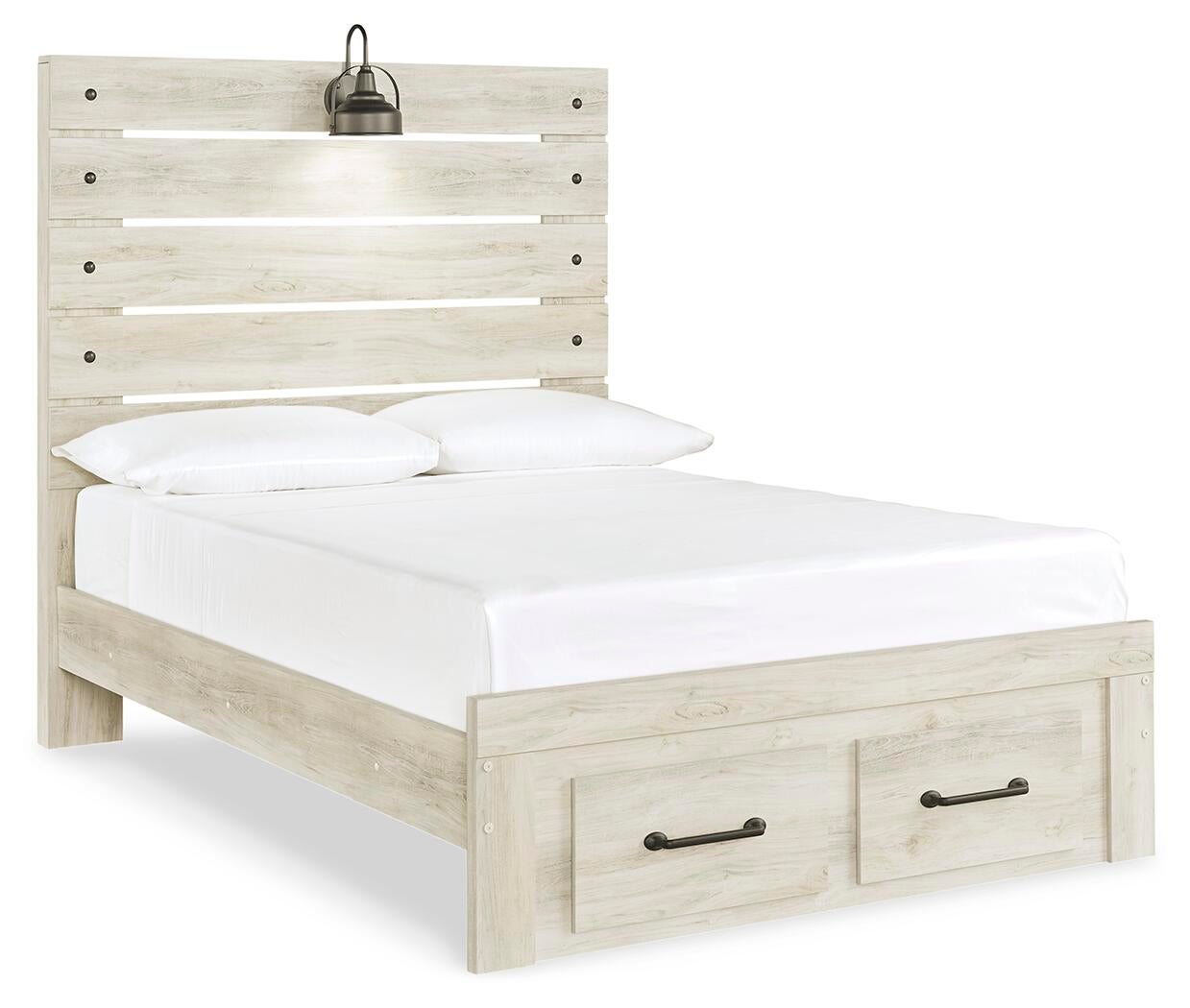 Cama de dos plazas Cambeck con 4 cajones de almacenamiento, tocador con espejo, cómoda y mesita de noche