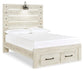 Cama de dos plazas Cambeck con 4 cajones de almacenamiento, tocador con espejo, cómoda y mesita de noche