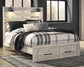 Cama con paneles Cambeck con 2 cajones de almacenamiento y tocador con espejo