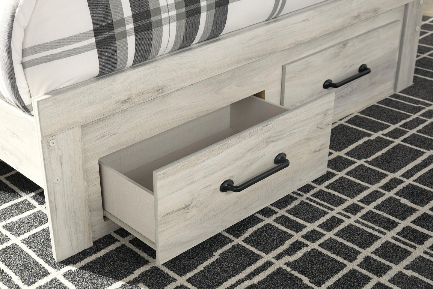 Cama con paneles Cambeck con 2 cajones de almacenamiento y tocador con espejo